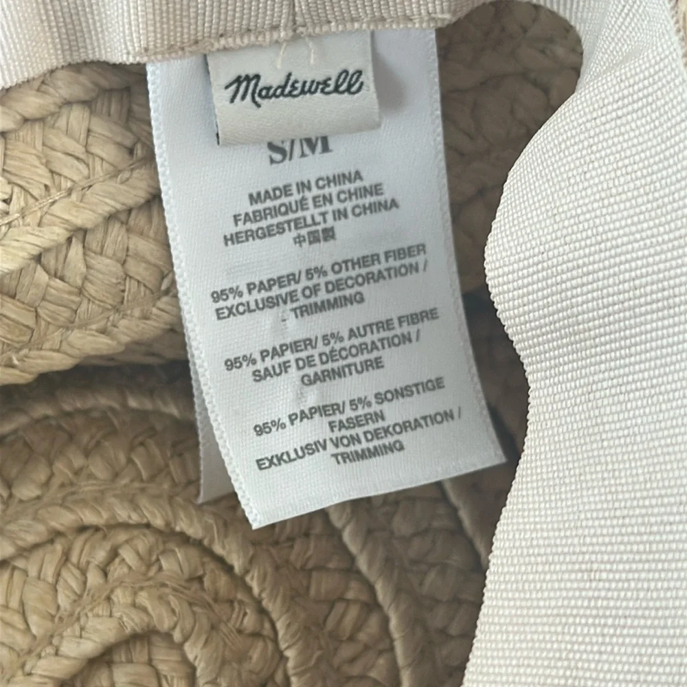 Madewell Women’s Tan Floppy Sun Hat Black Ribbon Band Sz S/M Resortwear Beach - Picture 6 of 6